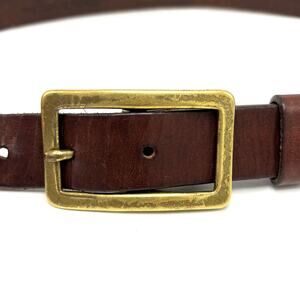 Eddie Bauer Brown Leather Belt with Gold Buckle